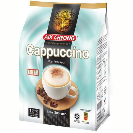 Cafe  Capuchino Malaysia Đẳng Cấp Sang Trọng Gói Hòa Tan Aik Cheong 12 Gói x 25G Chính Hãng