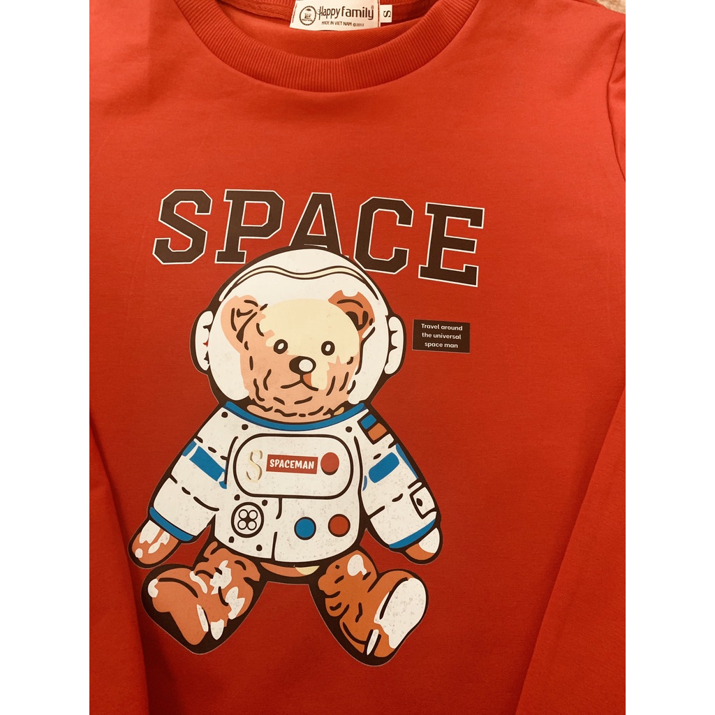 Áo sweater nỉ nữ cao cấp Familylove – Set họa tiết Gấu Space chất lừ với 3 màu Đỏ Đen Trắng