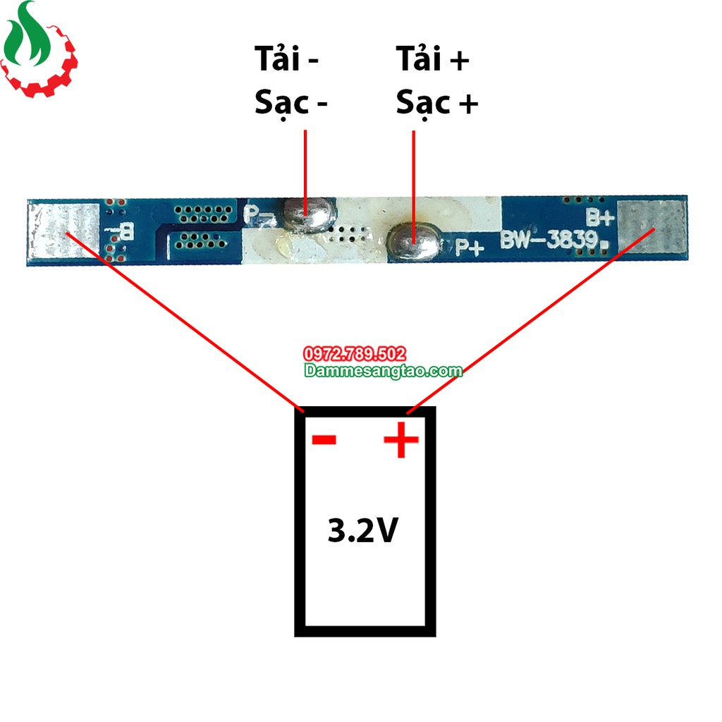 DMST Mạch 1S 3.2V 5A BW bảo vệ pin sắt Li-fe 3.2V