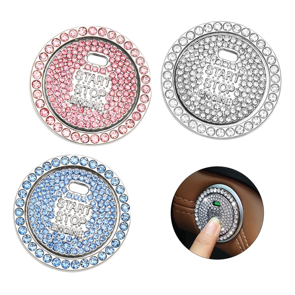 Vỏ Bọc Nút Bấm Khởi Động Xe Hơi Đính Đá Lấp Lánh Nhiều Màu Sắc
