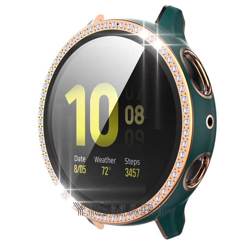 Ốp bảo vệ mặt kính cường lực + PC đính đá cho Samsung Galaxy Watch Active 2 40mm 44mm