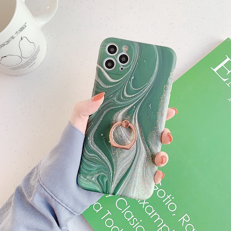 Ốp điện thoại silicon mềm mẫu đá cẩm thạch vòng đỡ thích hợp cho iPhone 11 Pro Max XS XR X 8 7 7/23