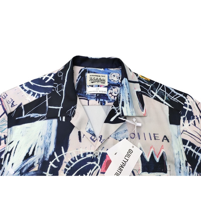 Áo Sơ Mi Unisex Dáng Rộng Tay Ngắn In Hình WACKO MARIA Graffiti Plus Size S-XL
