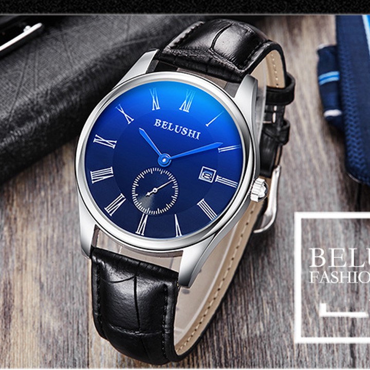 Đồng hồ dây da BELUSHI cao cấp dành cho nam nữ