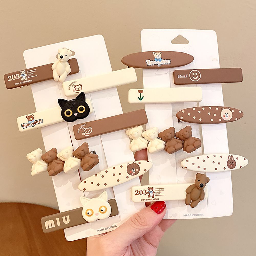Kẹp tóc hình gấu hoạt hình phong cách Hàn Quốc đơn giản dễ thương cho nữ