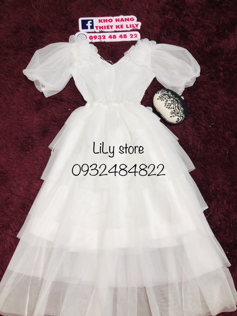 Đầm tầng đính hoa 3D ( ẢNH VÀ VIDEO THẬT 1000)