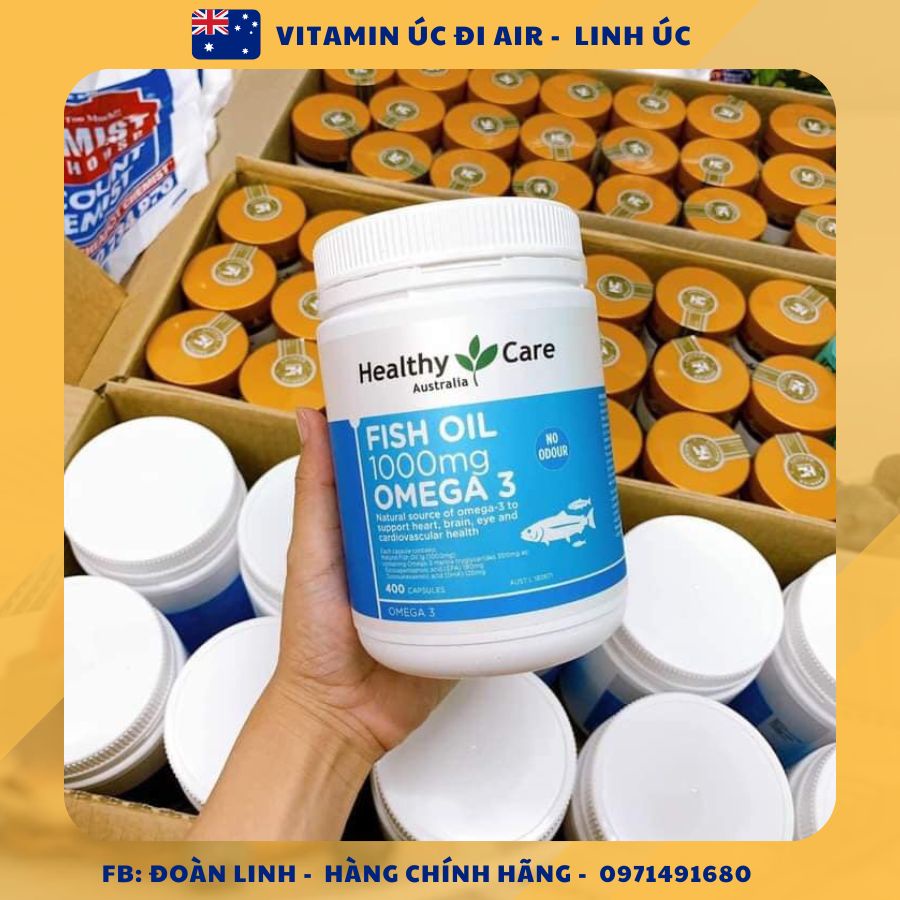 Dầu cá tự nhiên Healthy Care Fish Oil 1000mg Omega 3, 400 viên, Date xa