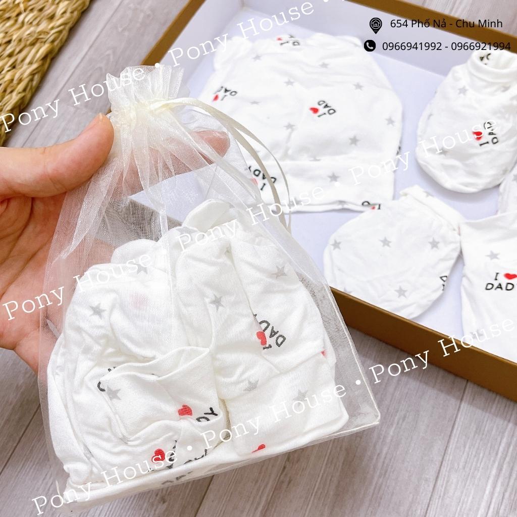 Set Mũ, Bao Tay, Bao Chân Cho Bé Sơ Sinh Cotton Siêu Mát, Mềm Mại Cho Bé Từ 0-3 Tháng