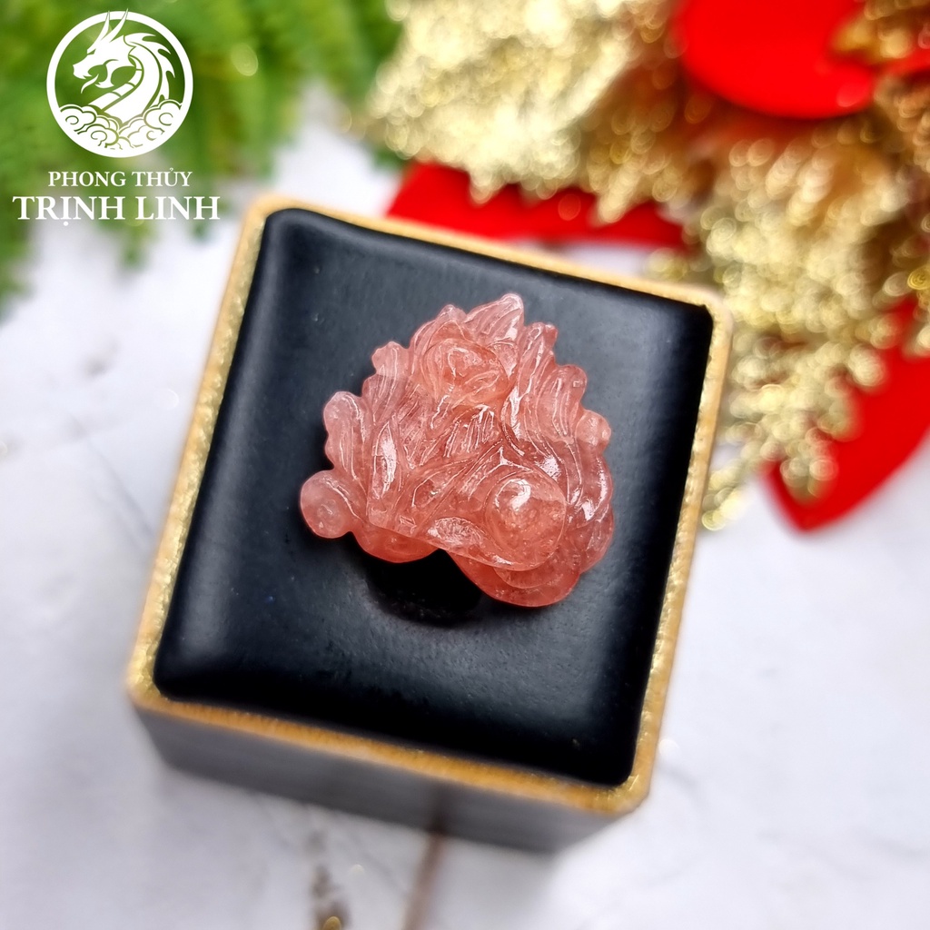 Mặt dây chuyền cửu vỹ hồ ly tiên chúa Đá Đào hoa hồng thiết kế