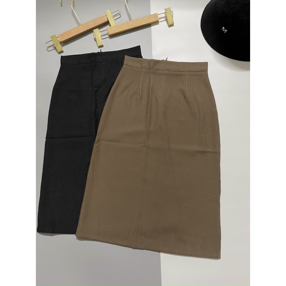 Chân váy bút chì dáng dài vải trượt