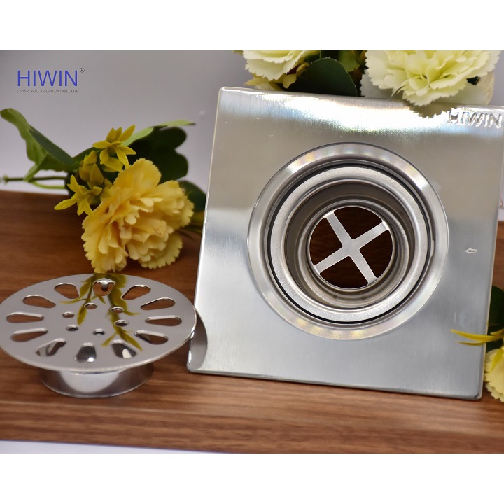 Phễu ga thoát sàn chống mùi hôi inox 304 kích thước 100x100mm HIWIN FD-1200