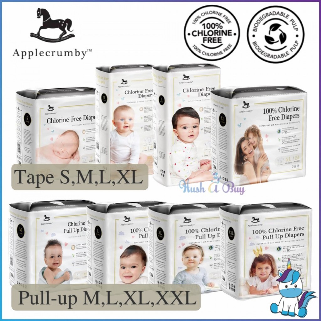 Bỉm Quần/Dán Super Slim APPLECRUMBY L22/XL20/XXL18