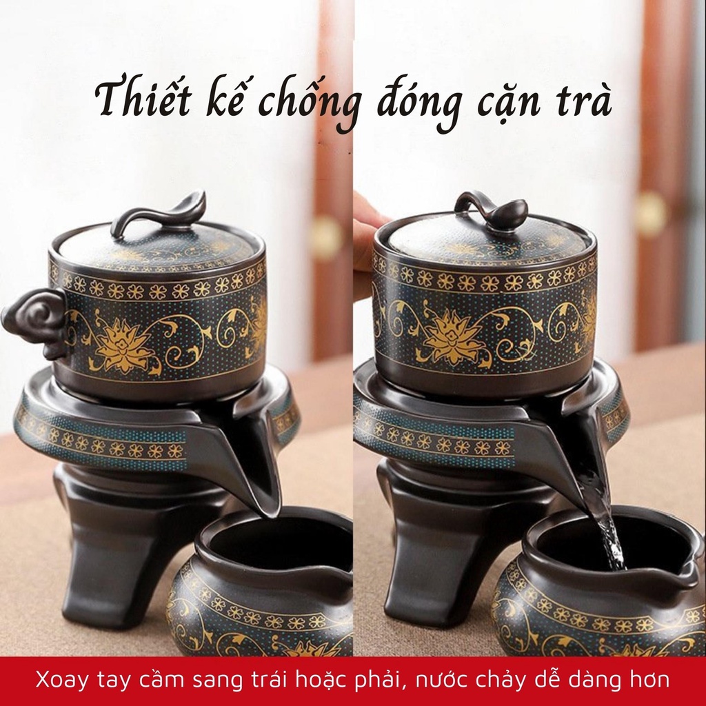 Bộ ấm chén uống trà cối xay cao cấp, bộ ấm chén pha trà đạo 9 món gốm sứ đặc biệt BACCX00