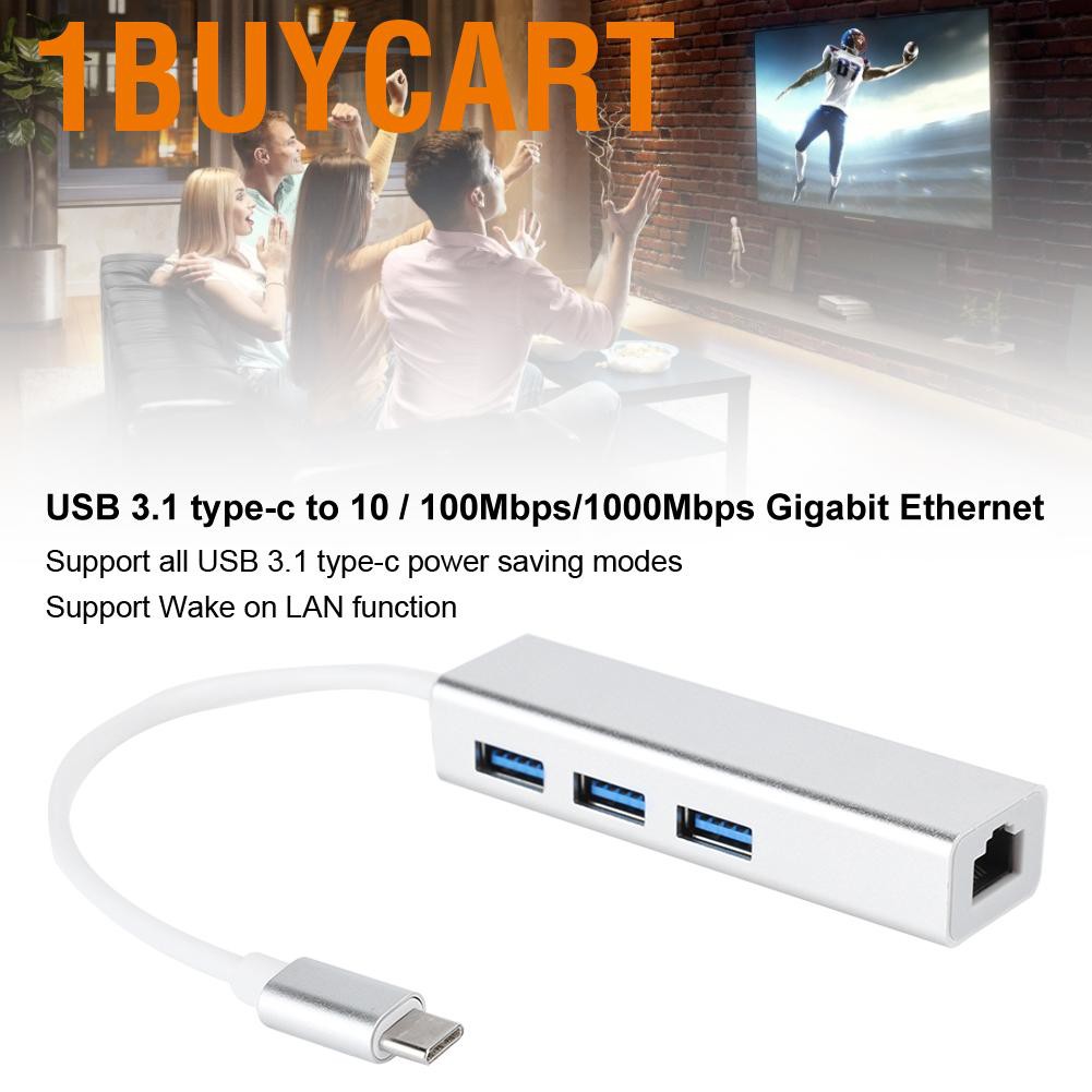 Cáp Chuyển Đổi Usb 3.0 Sang 3 Cổng 10 / 100 1000 Mbps Rj45 Gigabit Type C Lan Cho Win Xp Vista Win7 Win8 Win8.1 Win10 Os X Android Linux