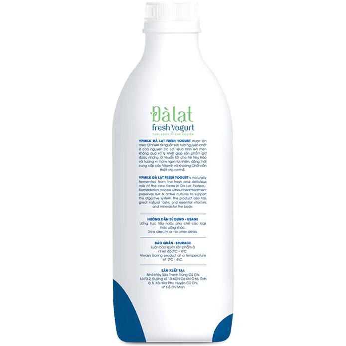 10 chai Sữa chua uống VPMilk Đà Lạt Fresh Yogurt - dành cho mọi lứa tuổi (200ml - 450ml - 950ml)