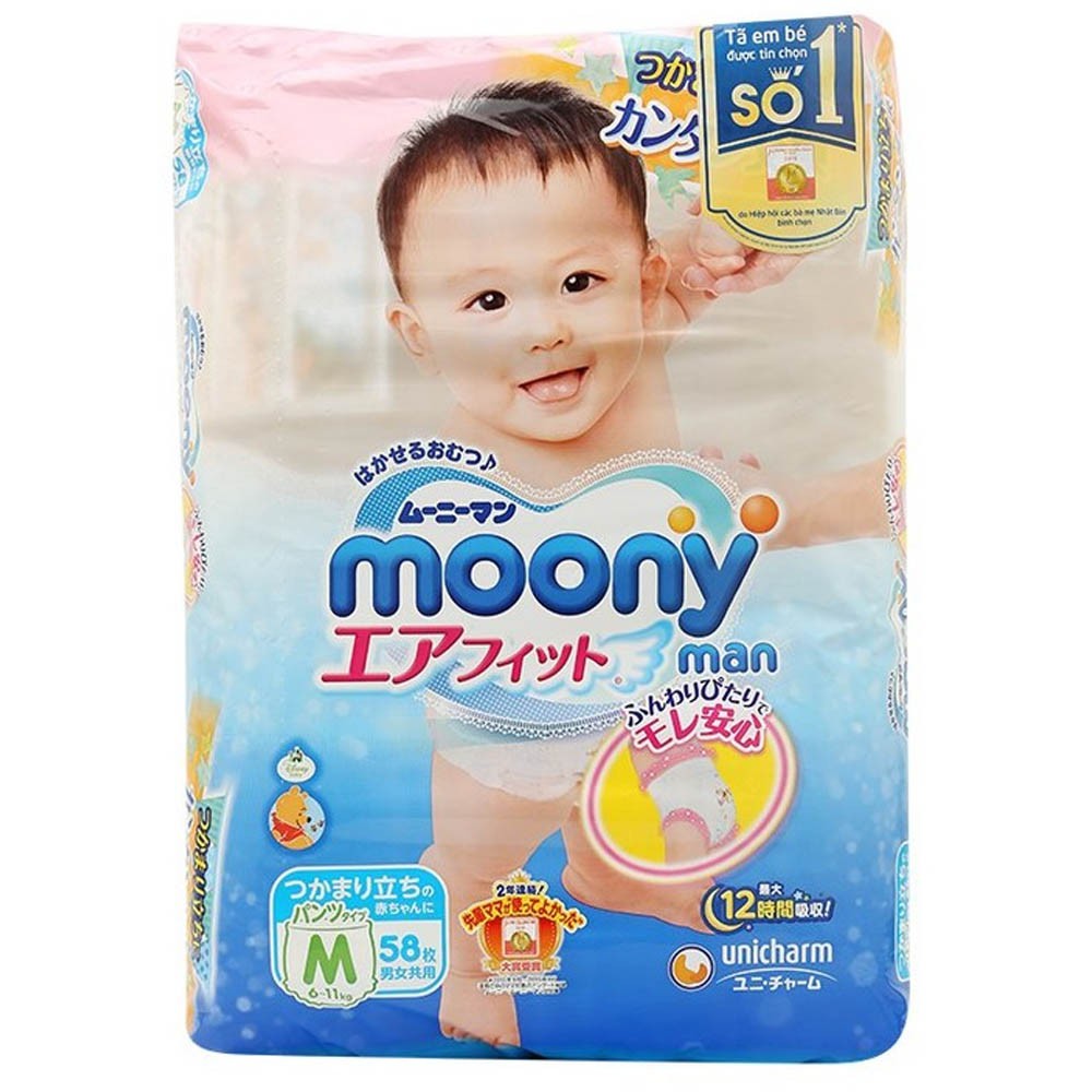 [CHÍNH HÃNG] Bỉm - Tã Quần Moony Size M58 (Cho bé 6-10 kg)