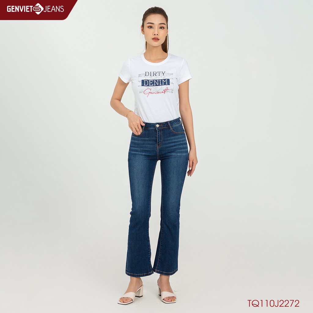 Quần Jeans Nữ Ống Vẩy Loe Co Dãn Genviet Chất Bò Jean Trẻ Trung Năng Động Ống Loe TQ110J2272