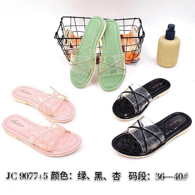 Dép lê nữ quai trong nơ chéo( giao màu ngẫu nhiên) dép Lê nhựa vân vuông