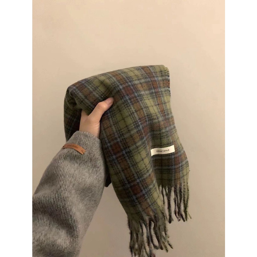 Khăn Choàng Cổ Họa Tiết Sọc Caro Phong Cách Vintage