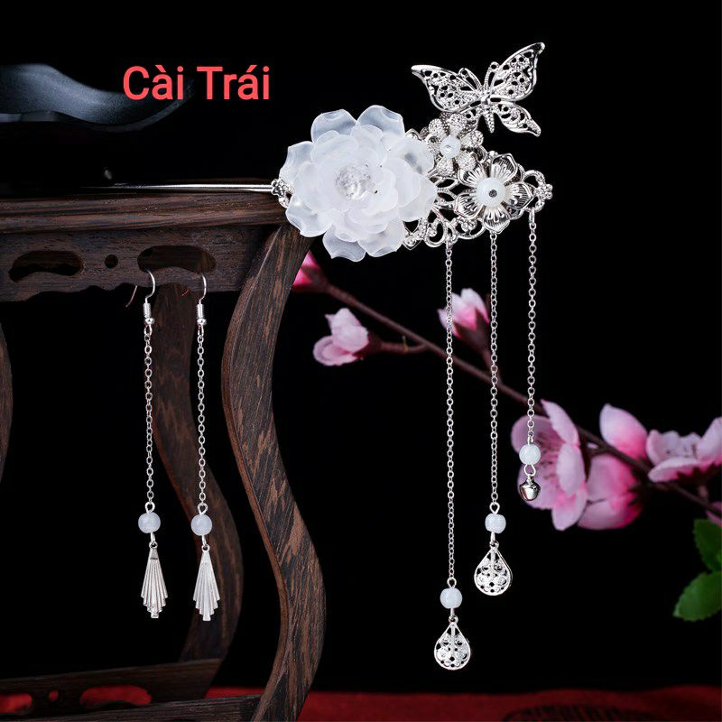Trâm cài tóc cổ trang thủ công Hoa mẫu đơn