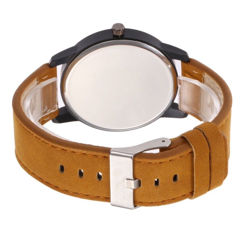 Đồng hồ đeo tay nam Dyanwatchshop dây da mặt tròn cá tính bassic