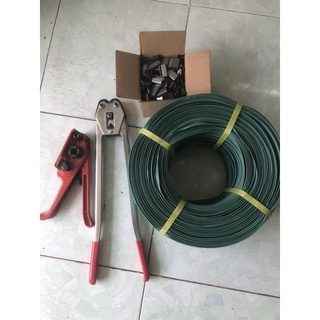 Combo bộ siết dây đai 4 món ( gồm : kiềm bóp đai+căng đai+dây đai+1 kg bọ)