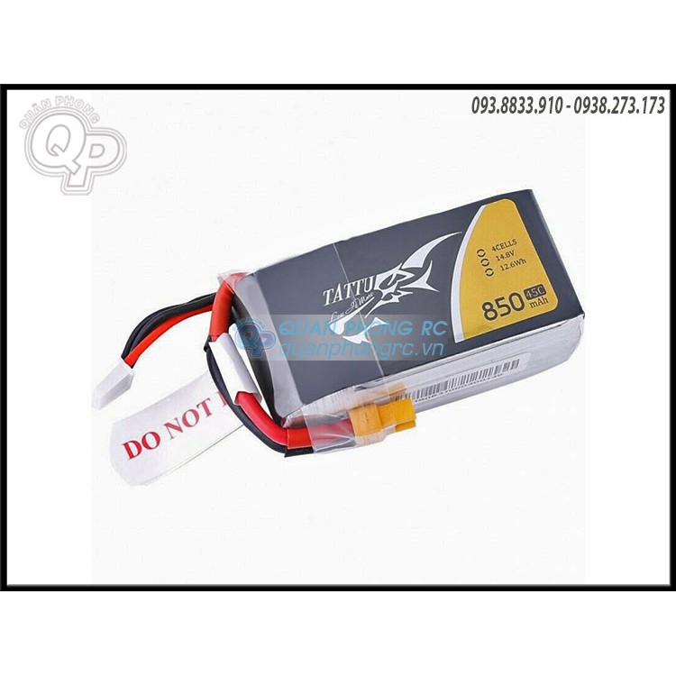 Pin Tattu 850mAh 4S 75C 14.8V LiPo Battery XT30 Plug