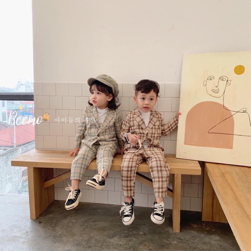 VEST kẻ unisex 3 chi tiết