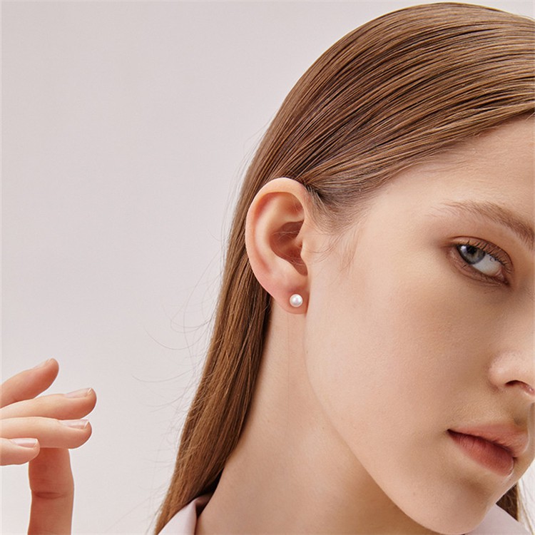 Bông Tai Ngọc Trai Thời Trang Sang Trọng 8mm Dành Cho Nữ