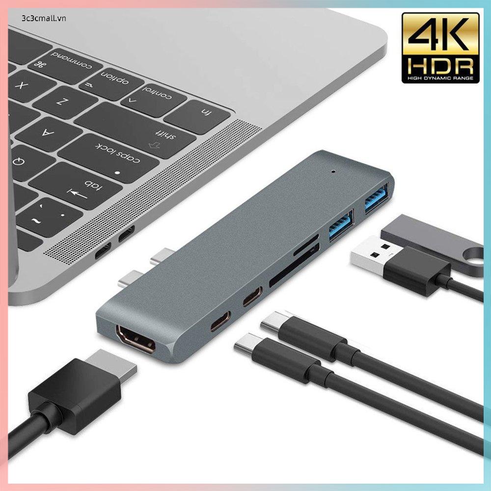 ✨chất lượng cao✨ USB 3.1 Type-C Hub To HDMI-compatible Adapter 4K Thunderbolt 3 USB C Hub with Hub 3.0 TF Reader Slot PD for MacBook Pro/Air
