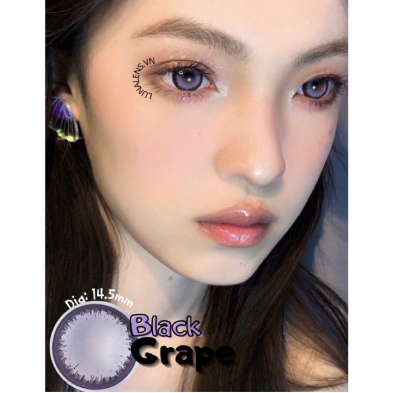 MỘT ĐÔI KÍNH ÁP TRÒNG MÀU XÁM ÁNH TÍM BLACK GRAPE LENS CÓ ĐỘ CẬN SIÊU ÊM SIÊU MỀM NỘI ĐỊA TRUNG QUỐC