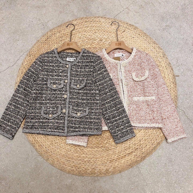 áo khoác dạ tweed hồng viền ngọc 6948 sz ml (sẵn) | BigBuy360 - bigbuy360.vn