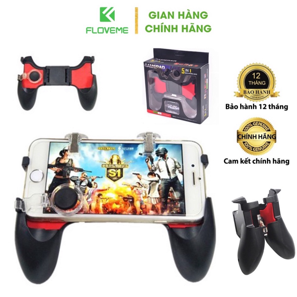 Tay cầm chơi game Floveme 5in1, kèm 2 nút bắn 2 nút di chuyển, chơi game CrossFire, PUBG, Rule of Survival thả phanh .