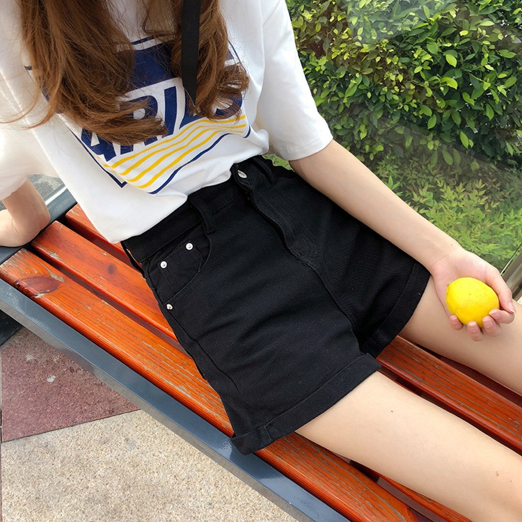 Xiaozhainv Quần short denim lưng cao theo phong cách retro | BigBuy360 - bigbuy360.vn