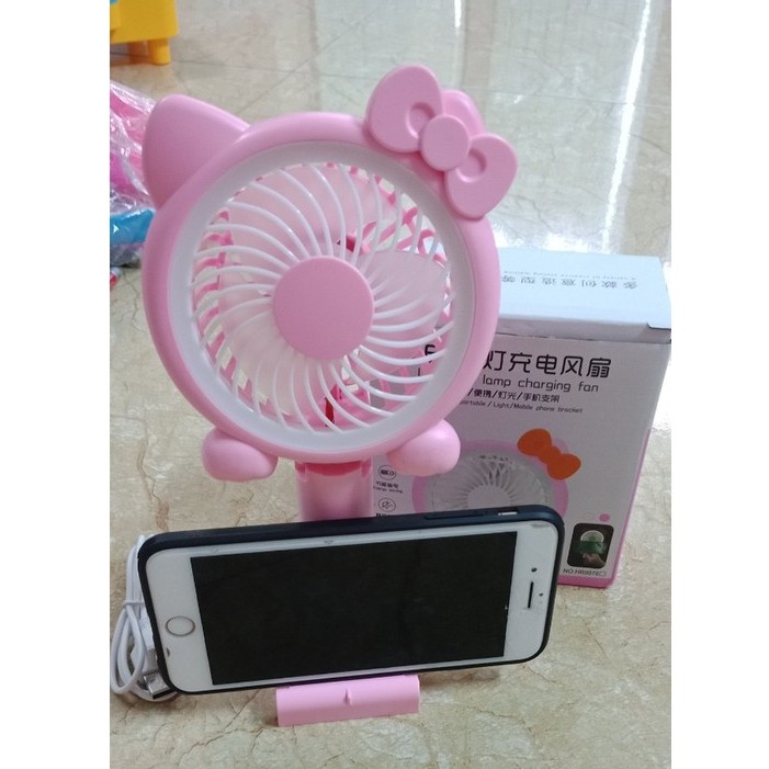 Quạt cầm tay mèo Kitty LED FAN có đế cắm điện thoại