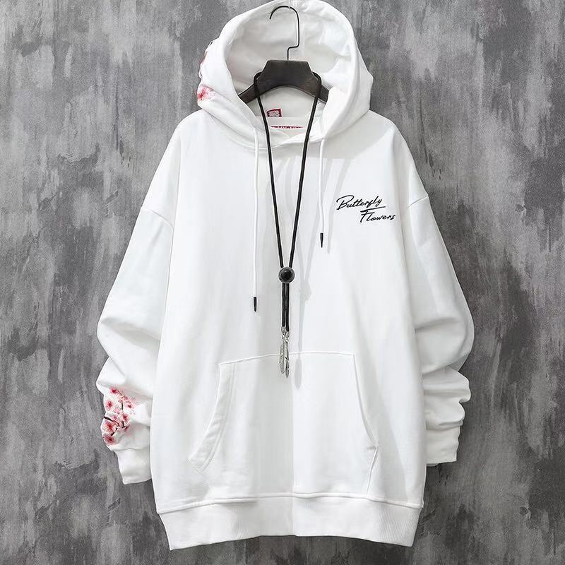 Áo hoodie thêu hình hoa anh đào thời trang mùa thu cho nam nữ