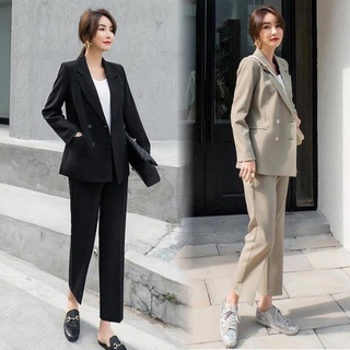 (Hàng Đẹp CC)Ảnh thật 5 hình cuối-Set đồ nữ Áo khoác vest blazer kèm quần Tây thời trang cao cấp Ulzzang