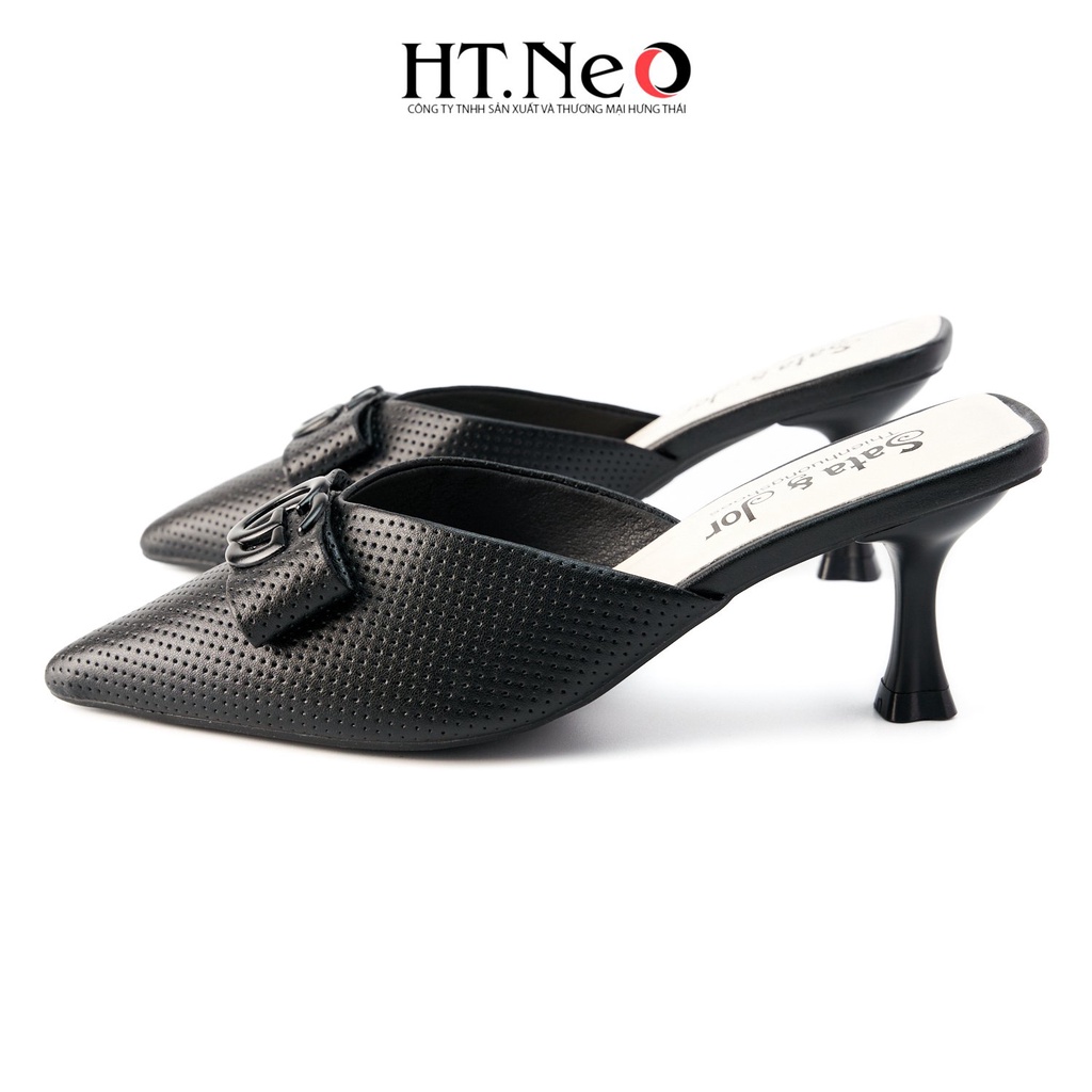 Sandal nữ HT.NEO Thiết kế sang chảnh cực tôn dáng quai da khuy đính chữ GG bắt mắt SDN143