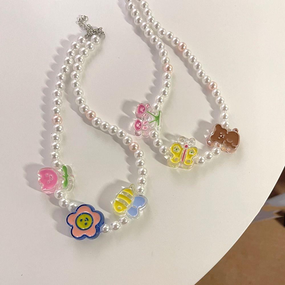 MXGOODS Vòng cổ Mặt Hình Gấu Hoạt Hình Co Giãn Phong Cách Hàn Quốc Dành Cho Nữ