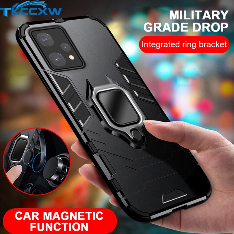 Ốp Điện Thoại Cứng 2 Trong 1 Kèm Móc Xỏ Ngón Nam Châm Cho Realme 9i 8i 9 Pro+ V25 V23 GT2 Pro C30 C31 C35 Q5i Q5 Pro