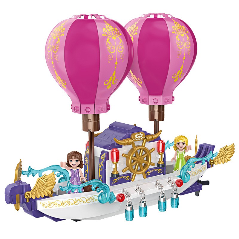 ◊Toy Girl Spaceship Câu chuyện cổ tích Khinh khí cầu Hạt nhỏ Đồ chơi khối xây dựng lắp ráp