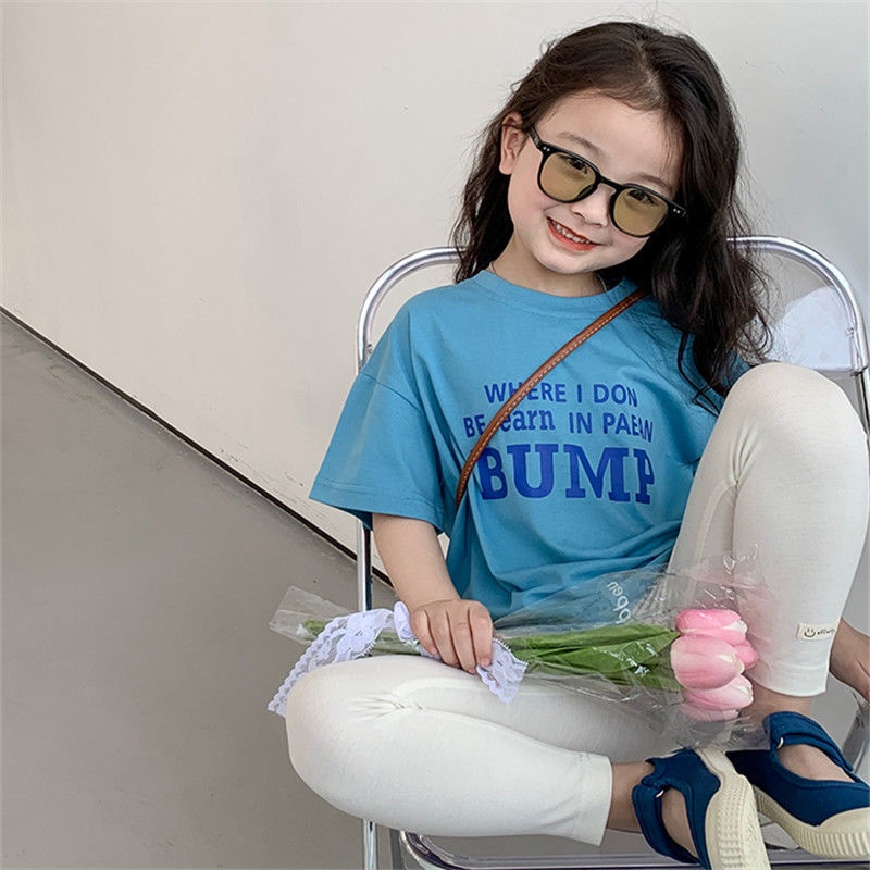 Áo Thun Tay Ngắn Cổ Tròn Phong Cách Hàn Quốc Thời Trang Cho Bé Gái