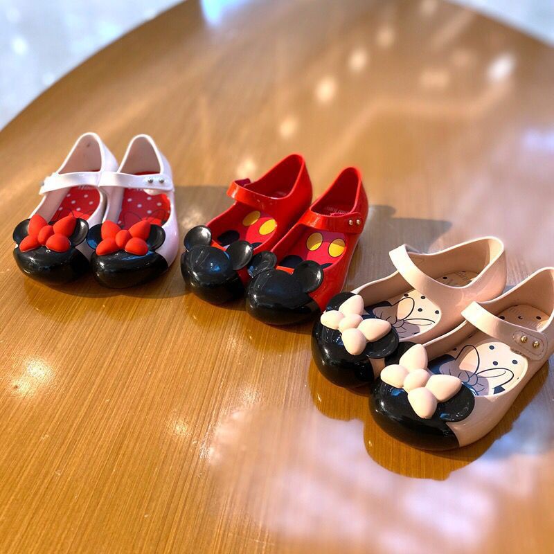 DISNEY Xăng đan Nhựa Dẻo Gắn Nơ Hình Chuột Mickey/Minnie Xinh Xắn Cho Bé Gái