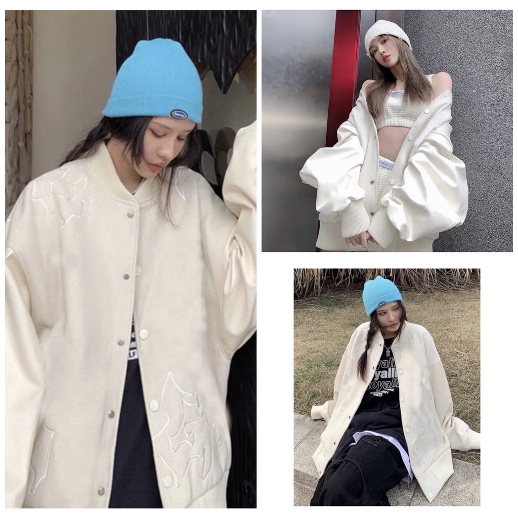 🌸 Jacket bomber form rộng tay bồng, khoát đẹp họa tiết trắng cá tính Ulzzang 🌸