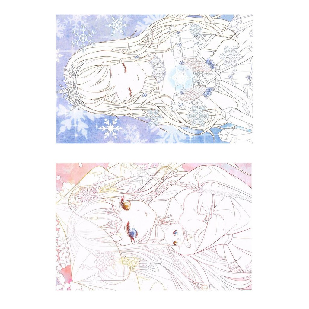 line art tranh tô màu Anime Girl (10k/ 5 tranh)