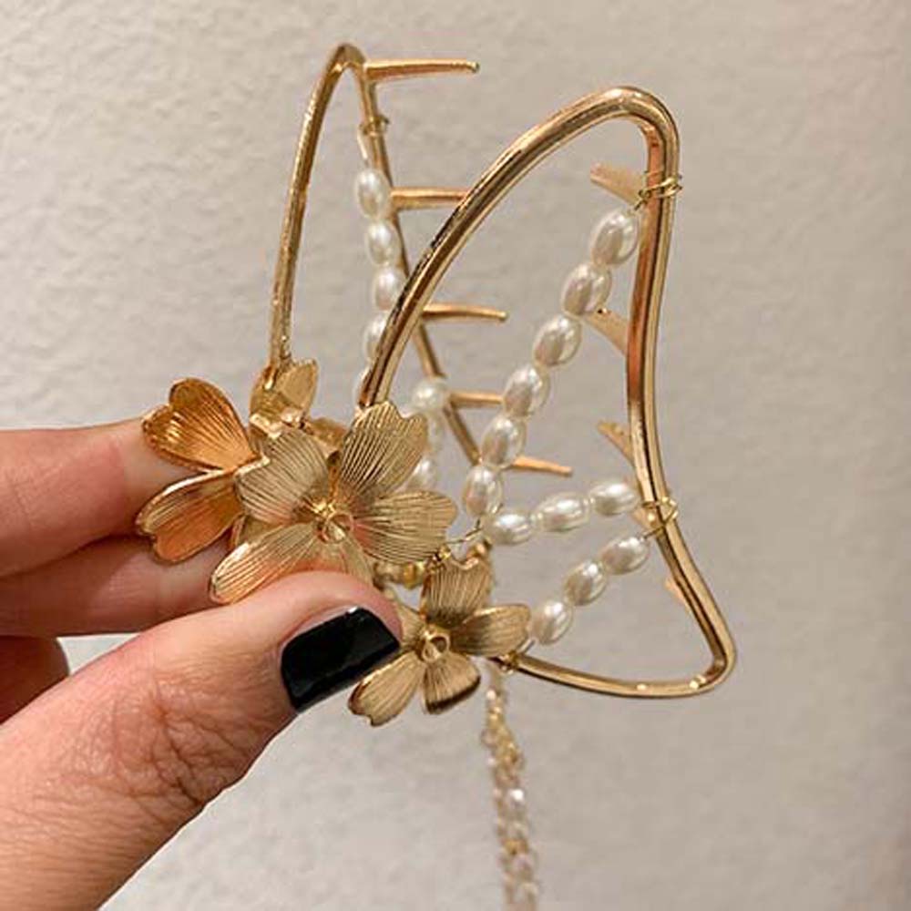 Kẹp Tóc Hình Bướm Đính Ngọc Trai Nhân Tạo Thời Trang Cho Nữ