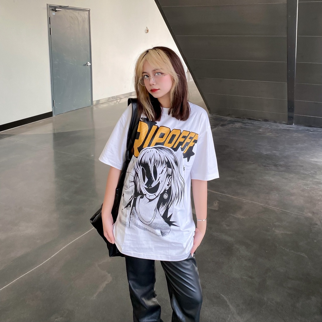 Áo thun Mask Girl T-shirt tay ngắn cổ tròn màu trắng