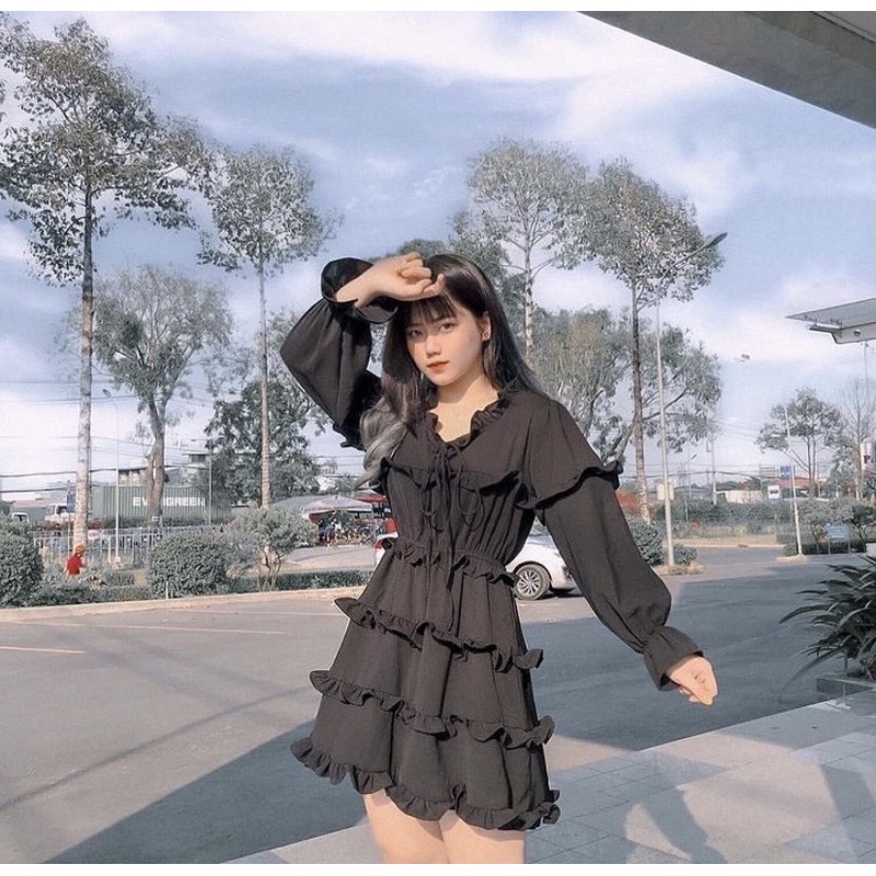 ALLEY DRESS - ĐẦM NHÚN BÈO TẦNG ĐAN DÂY CỔ CỰC XINH