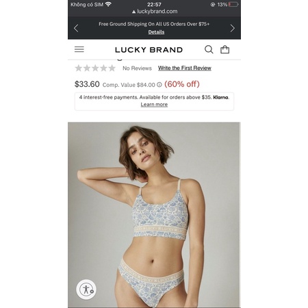 Áo ngực không gọng mút mỏng nâng nhẹ sport bra Lucky brand-hàng xuất Mỹ