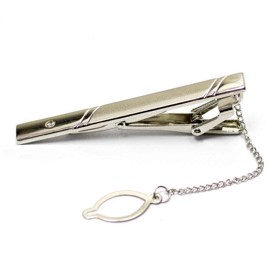 Kẹp cà vạt trắng bạc mẫu ngẫu nhiên